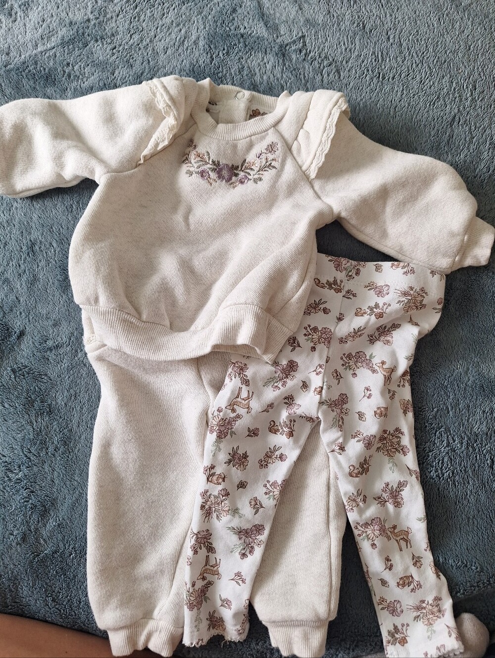 Two-Piece Baby Set Cream with Pink Floral